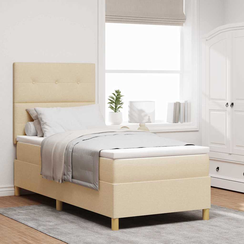 Cama tipo Box Spring com colchão Azul 100 x 200 cm tecido