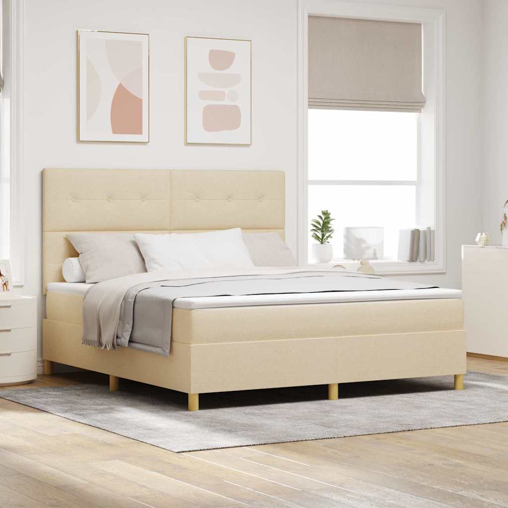 Cama tipo Box Spring com colchão Azul 100 x 200 cm tecido