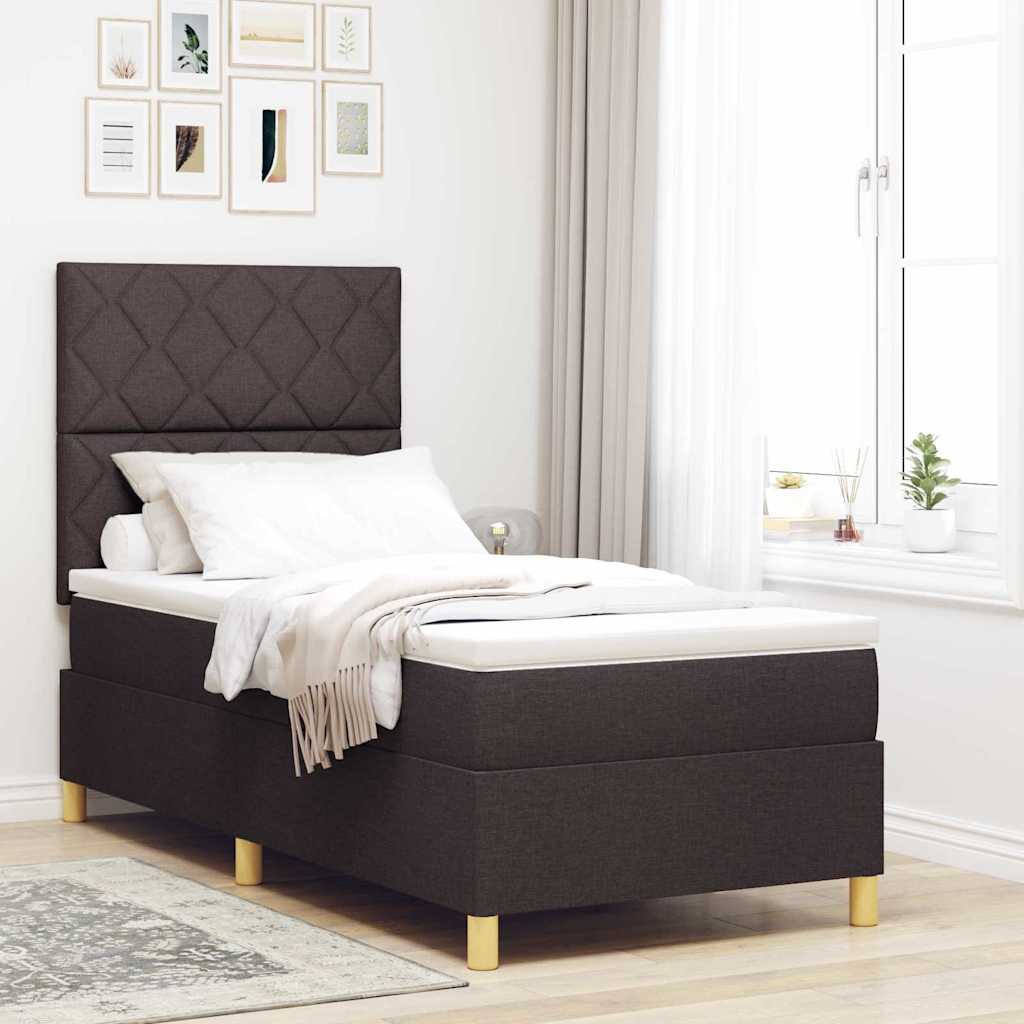 Cama tipo Box Spring com colchão Azul 100 x 200 cm tecido