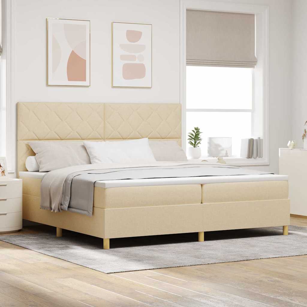 Cama tipo Box Spring com colchão Azul 100 x 200 cm tecido