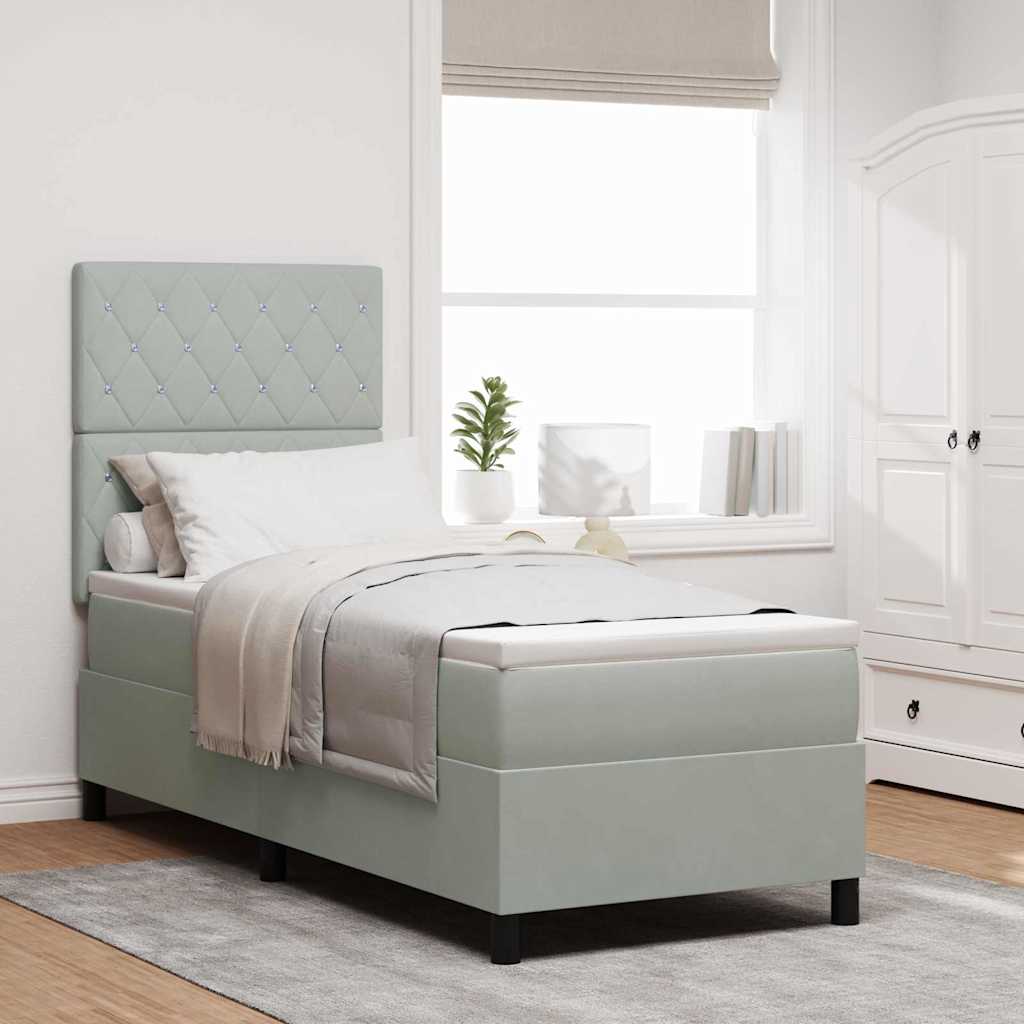 Cama Box Spring Azul Escuro 100 x 200 cm Veludo