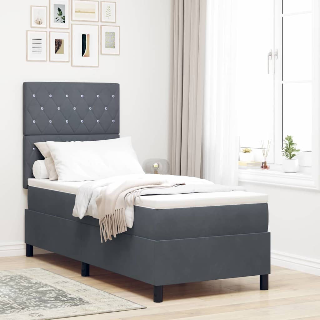 Cama Box Spring Azul Escuro 100 x 200 cm Veludo