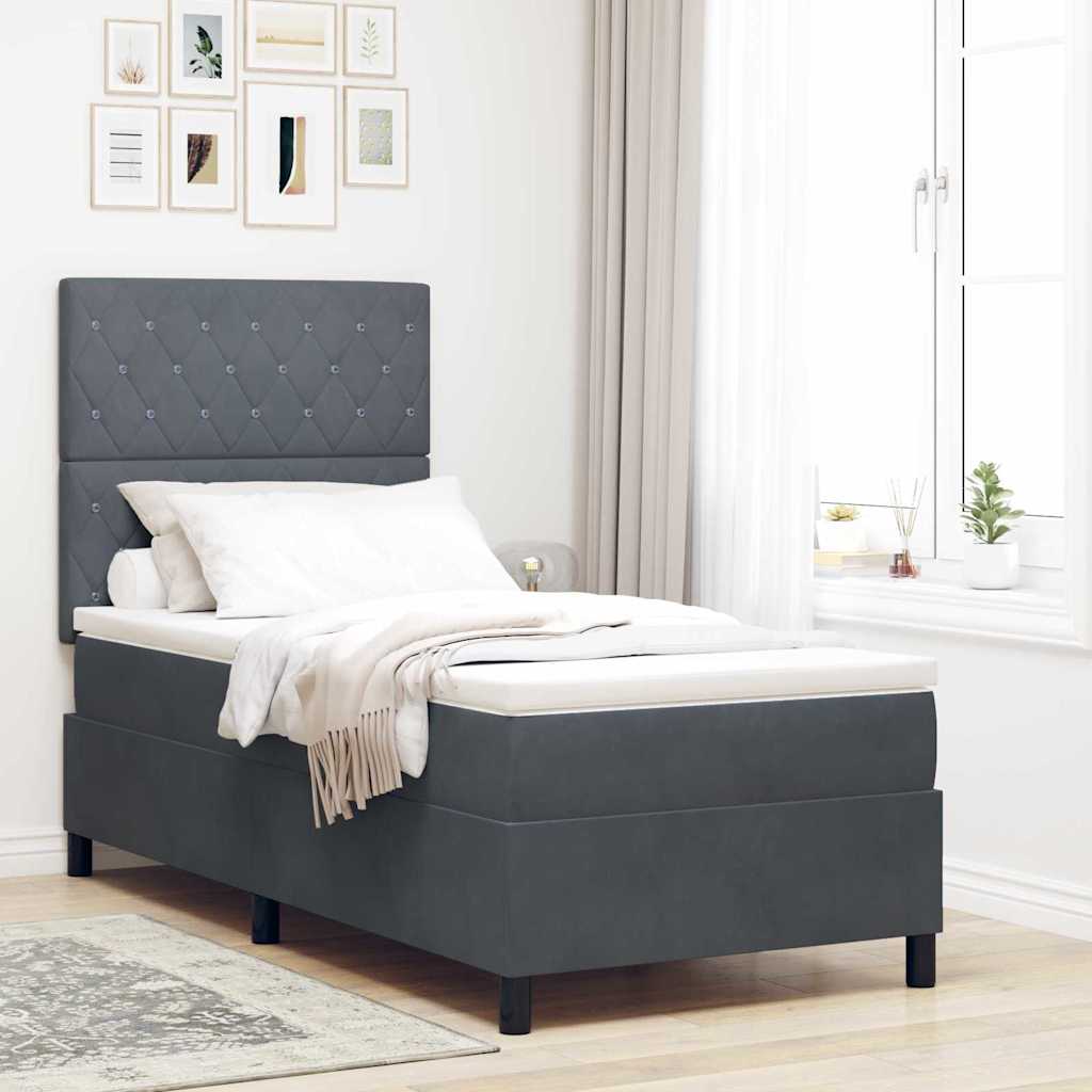 Cama Box Spring Azul Escuro 100 x 200 cm Veludo