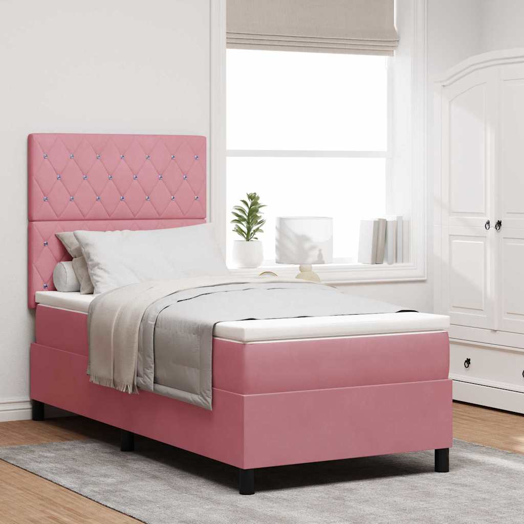 Cama Box Spring Azul Escuro 100 x 200 cm Veludo
