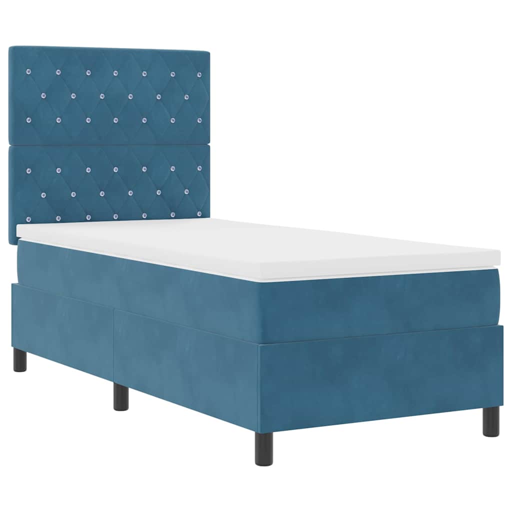 Cama Box Spring Azul Escuro 100 x 200 cm Veludo