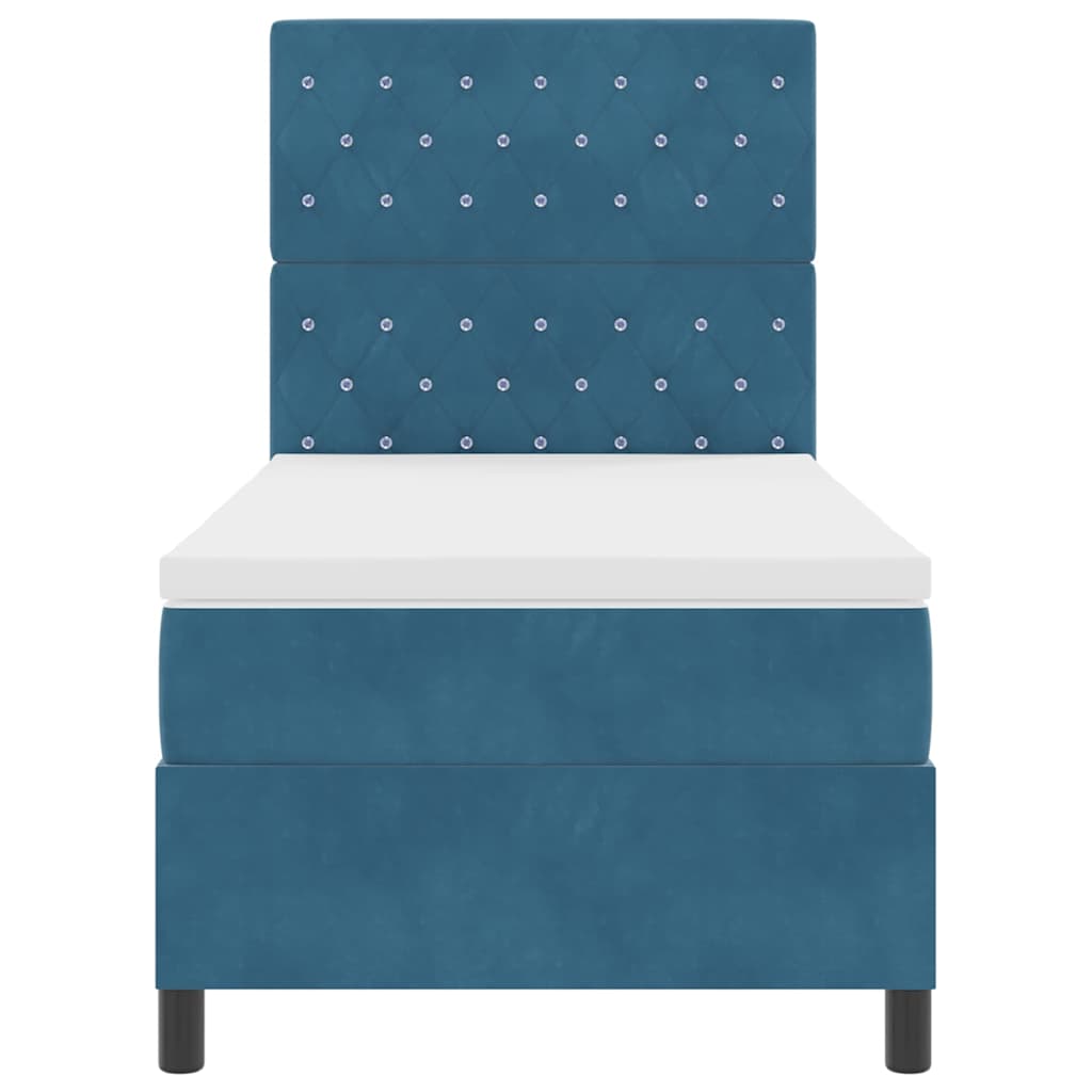 Cama Box Spring Azul Escuro 100 x 200 cm Veludo