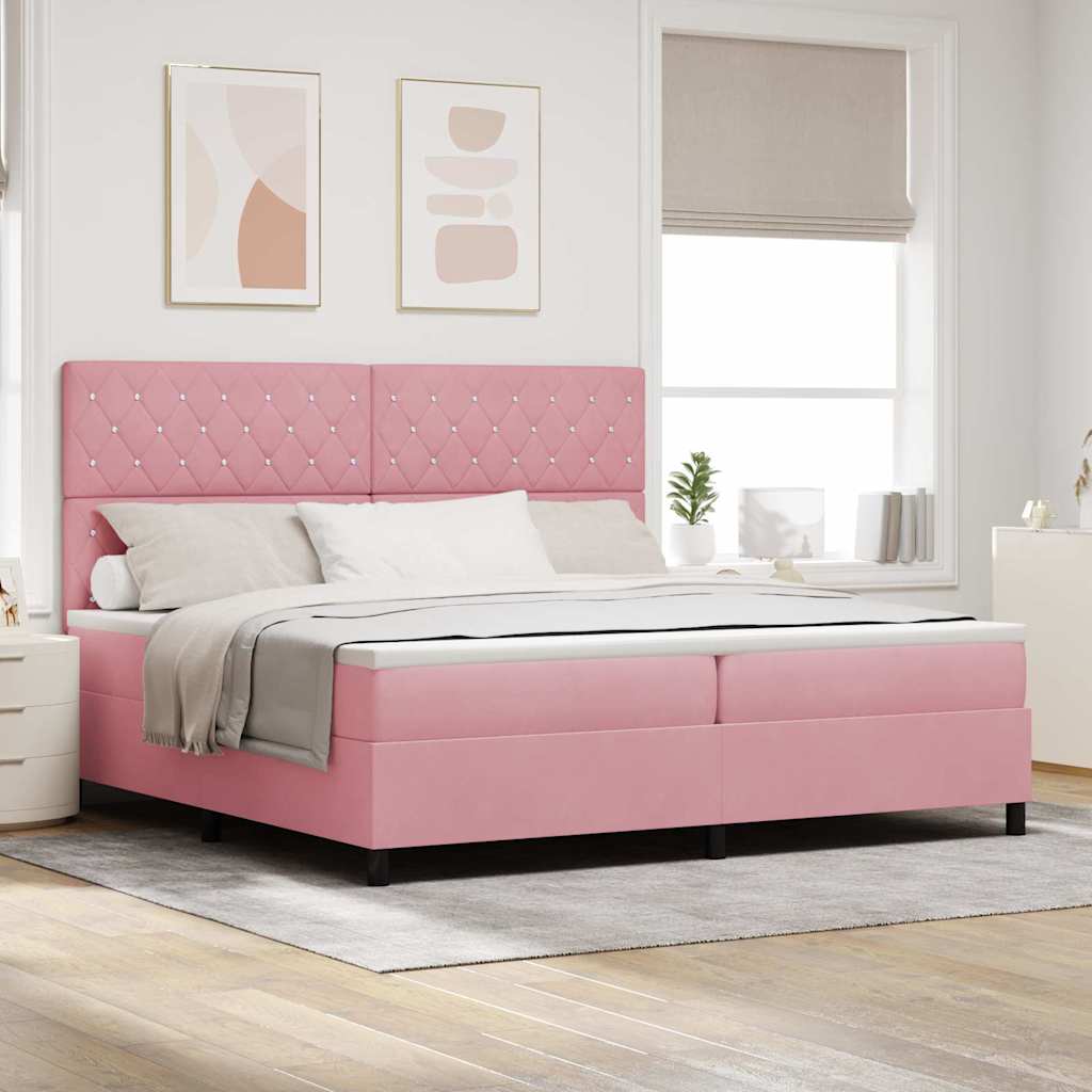 Cama Box Spring Azul Escuro 100 x 200 cm Veludo