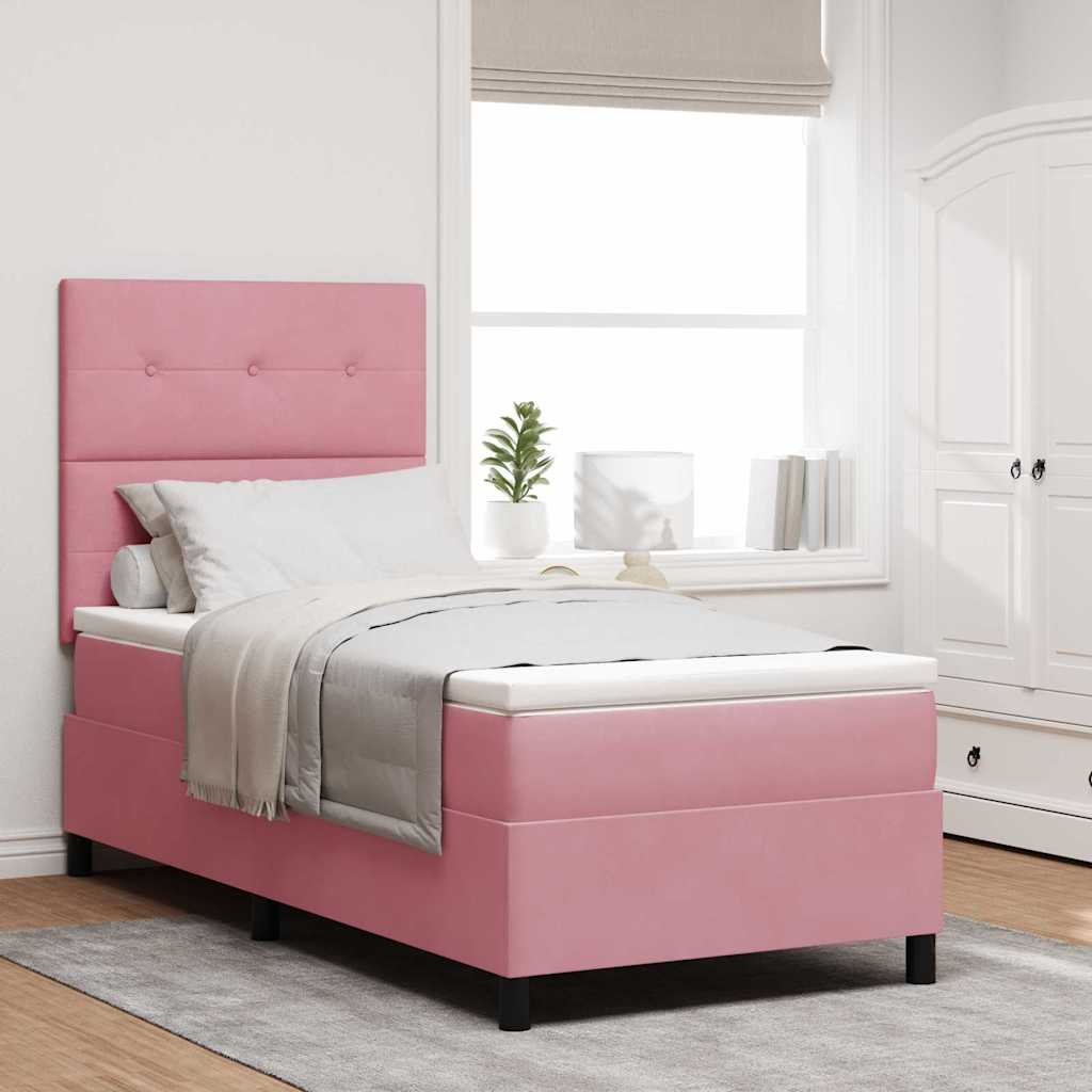Cama Box Spring Azul Escuro 100 x 200 cm Veludo