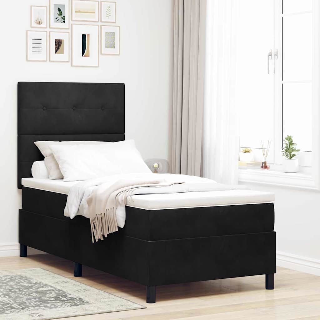 Cama Box Spring Azul Escuro 100 x 200 cm Veludo