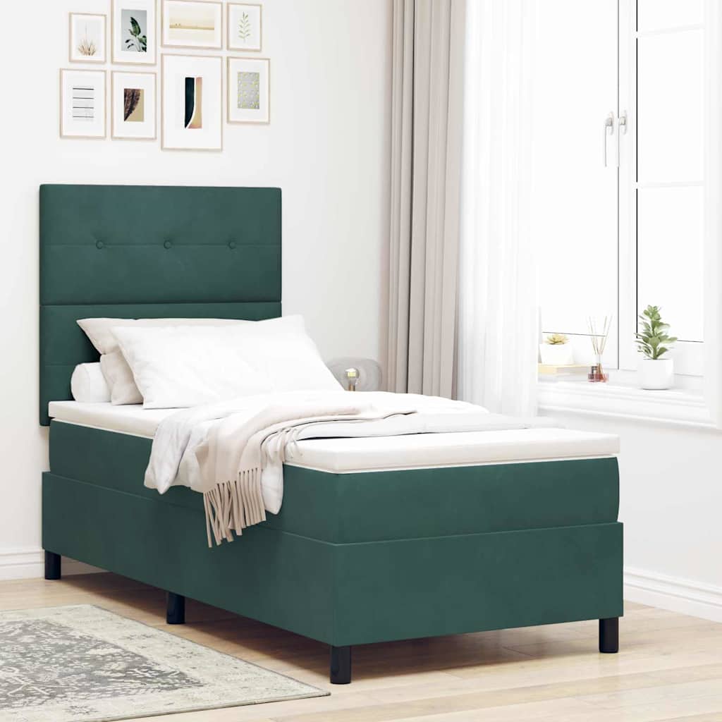 Cama Box Spring Azul Escuro 100 x 200 cm Veludo