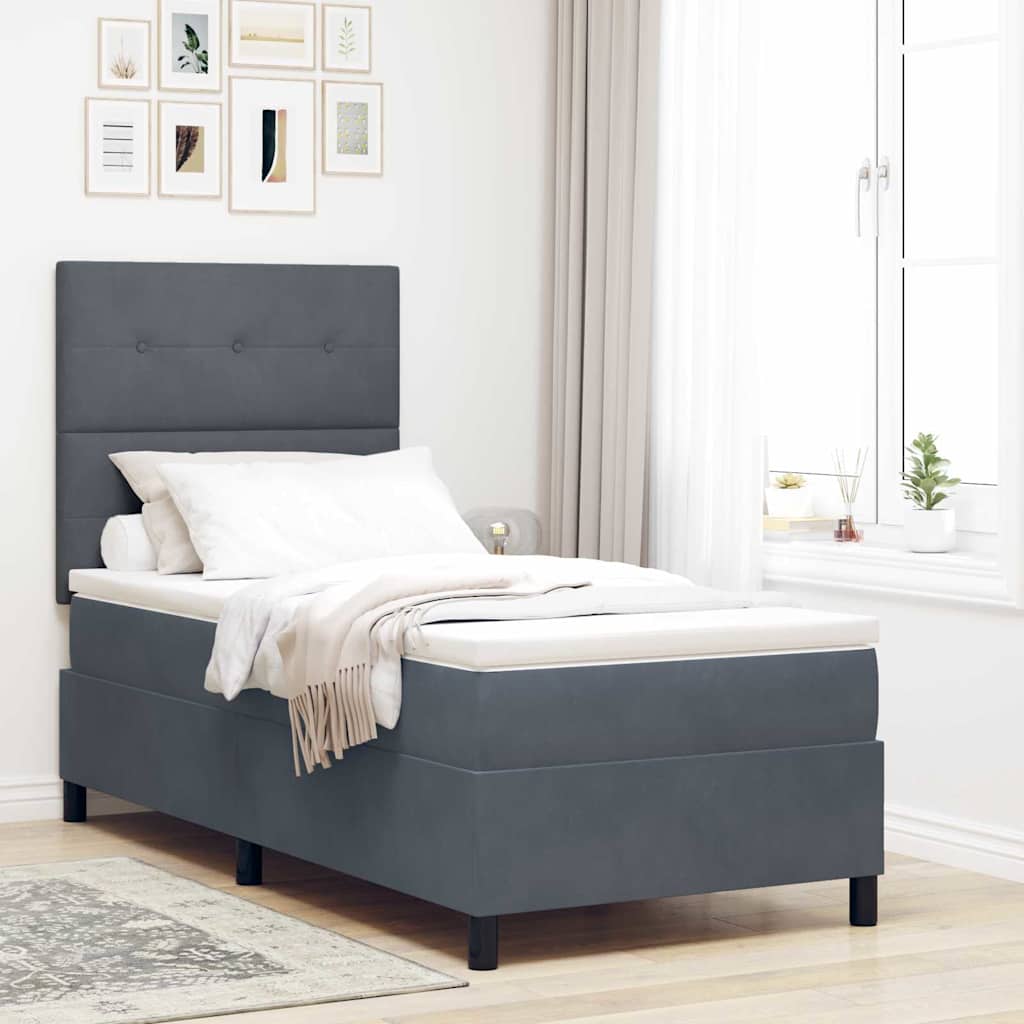 Cama Box Spring Azul Escuro 100 x 200 cm Veludo