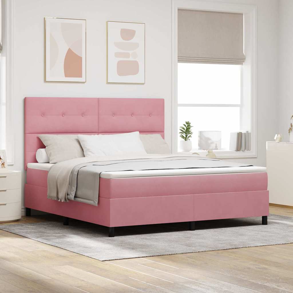 Cama Box Spring Azul Escuro 100 x 200 cm Veludo