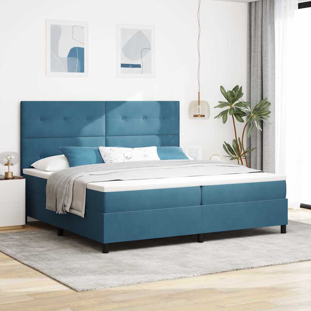 Cama Box Spring Azul Escuro 100 x 200 cm Veludo