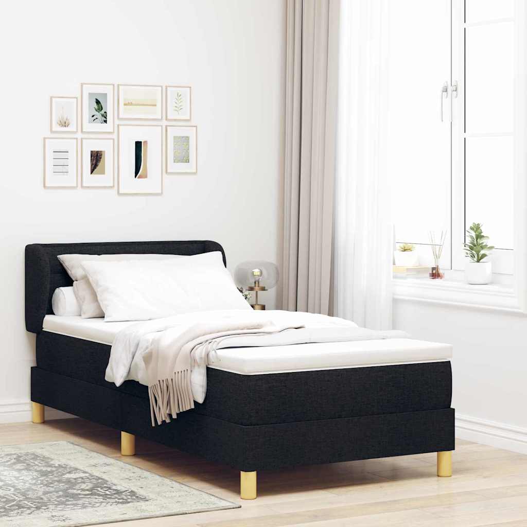 Dark Grey 140 x 200 cm Fabric Box Spring Bed with Headboard