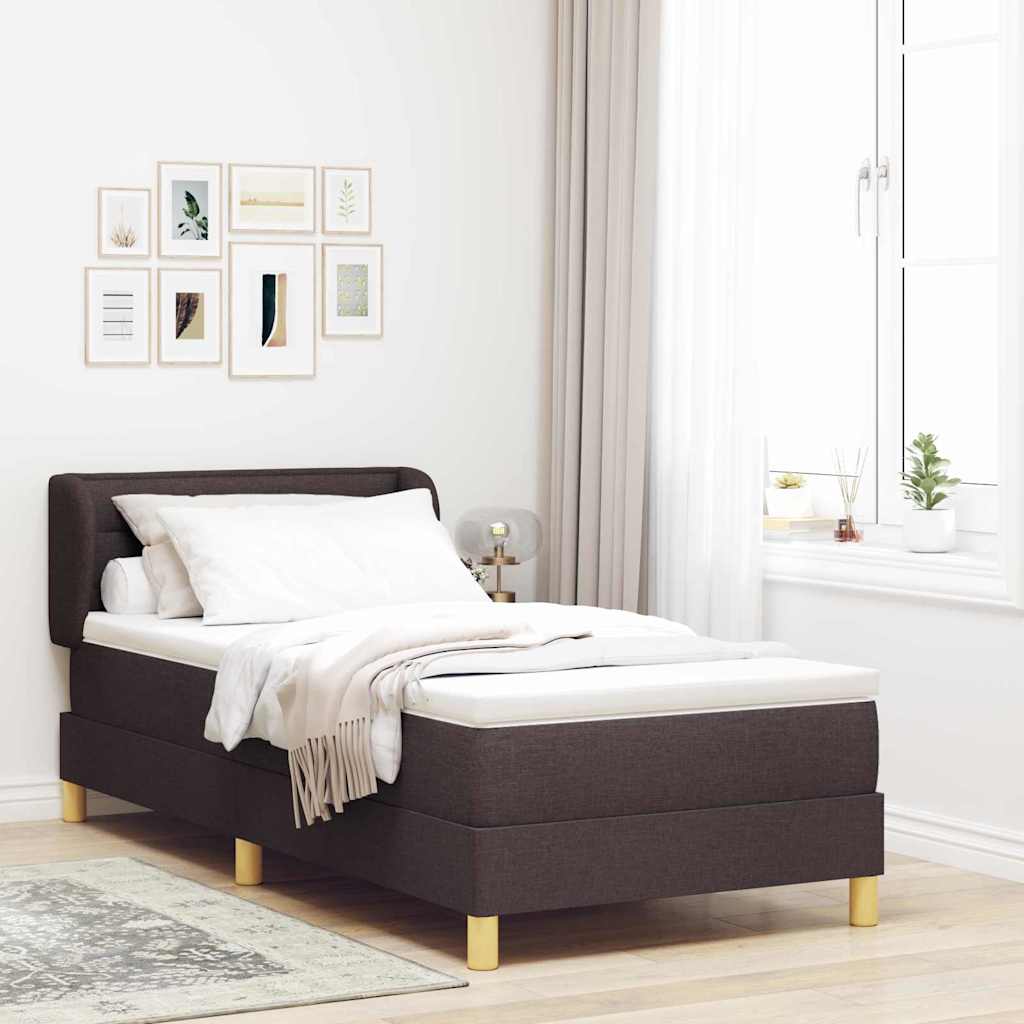 Dark Grey 140 x 200 cm Fabric Box Spring Bed with Headboard