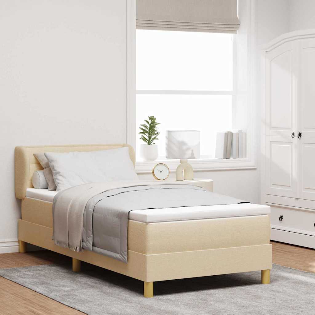Dark Grey 140 x 200 cm Fabric Box Spring Bed with Headboard