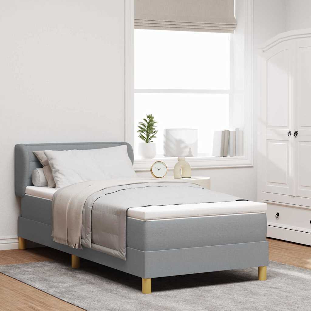 Dark Grey 140 x 200 cm Fabric Box Spring Bed with Headboard