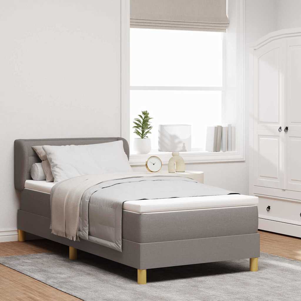 Dark Grey 140 x 200 cm Fabric Box Spring Bed with Headboard