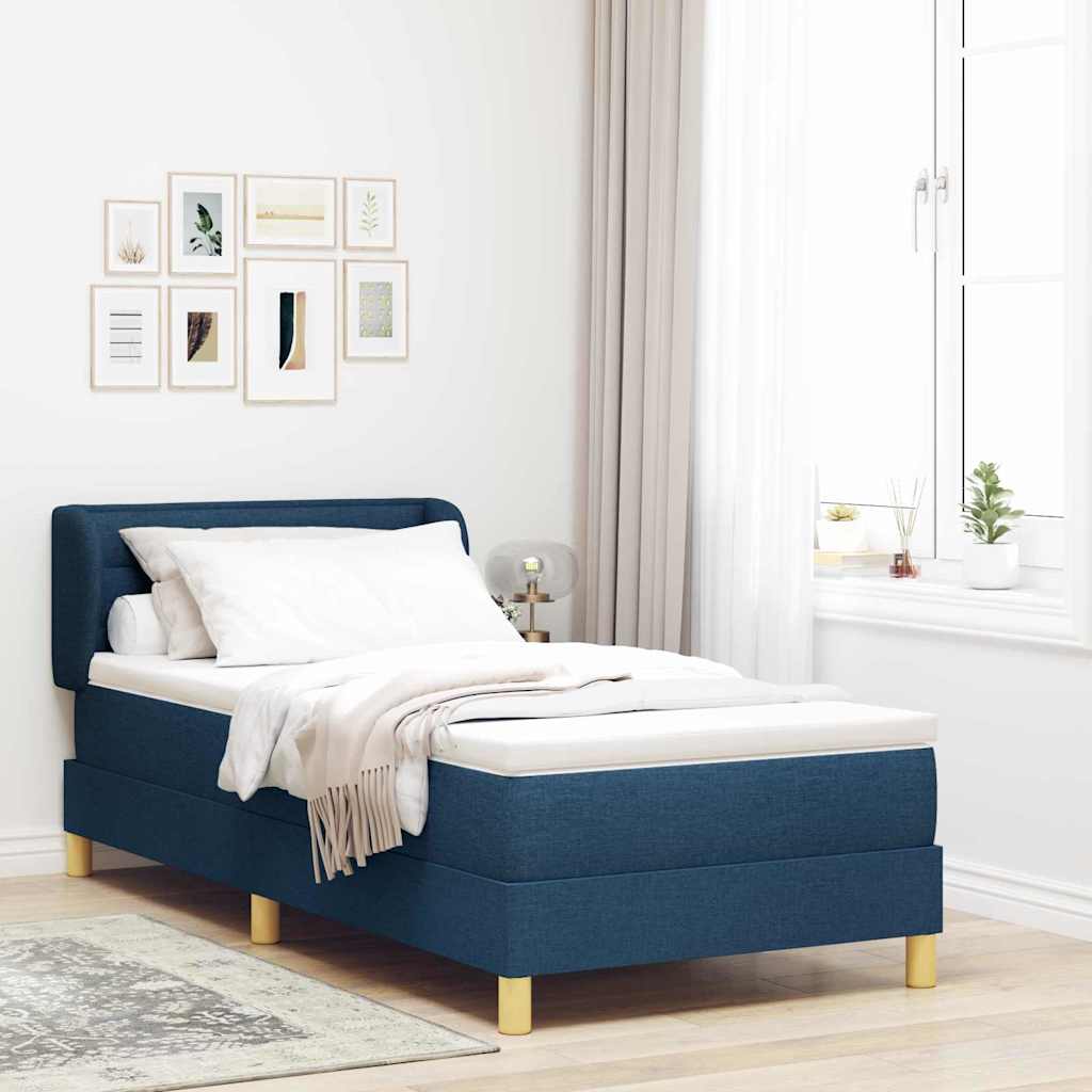 Dark Grey 140 x 200 cm Fabric Box Spring Bed with Headboard