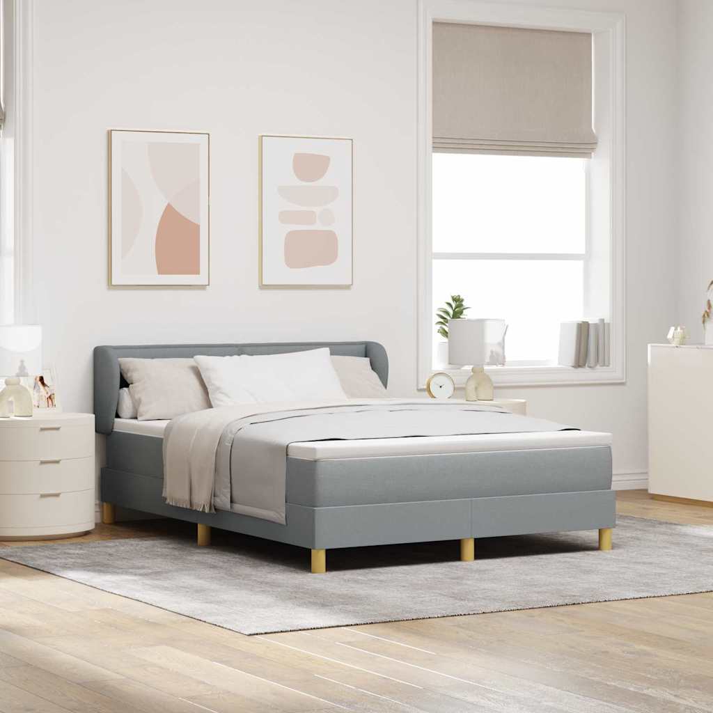 Dark Grey 140 x 200 cm Fabric Box Spring Bed with Headboard