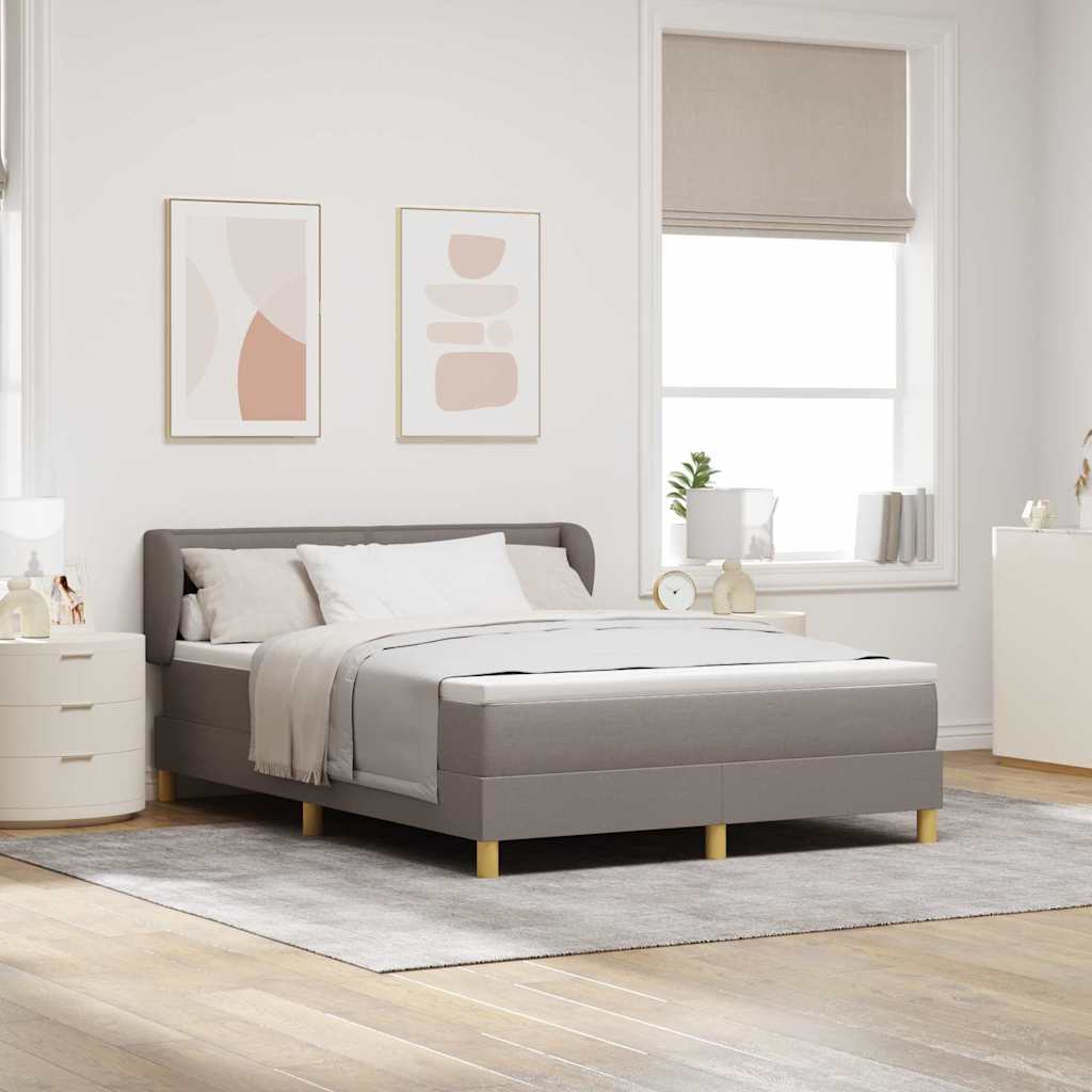 Dark Grey 140 x 200 cm Fabric Box Spring Bed with Headboard