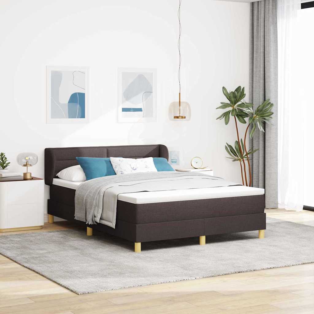 Dark Grey 140 x 200 cm Fabric Box Spring Bed with Headboard