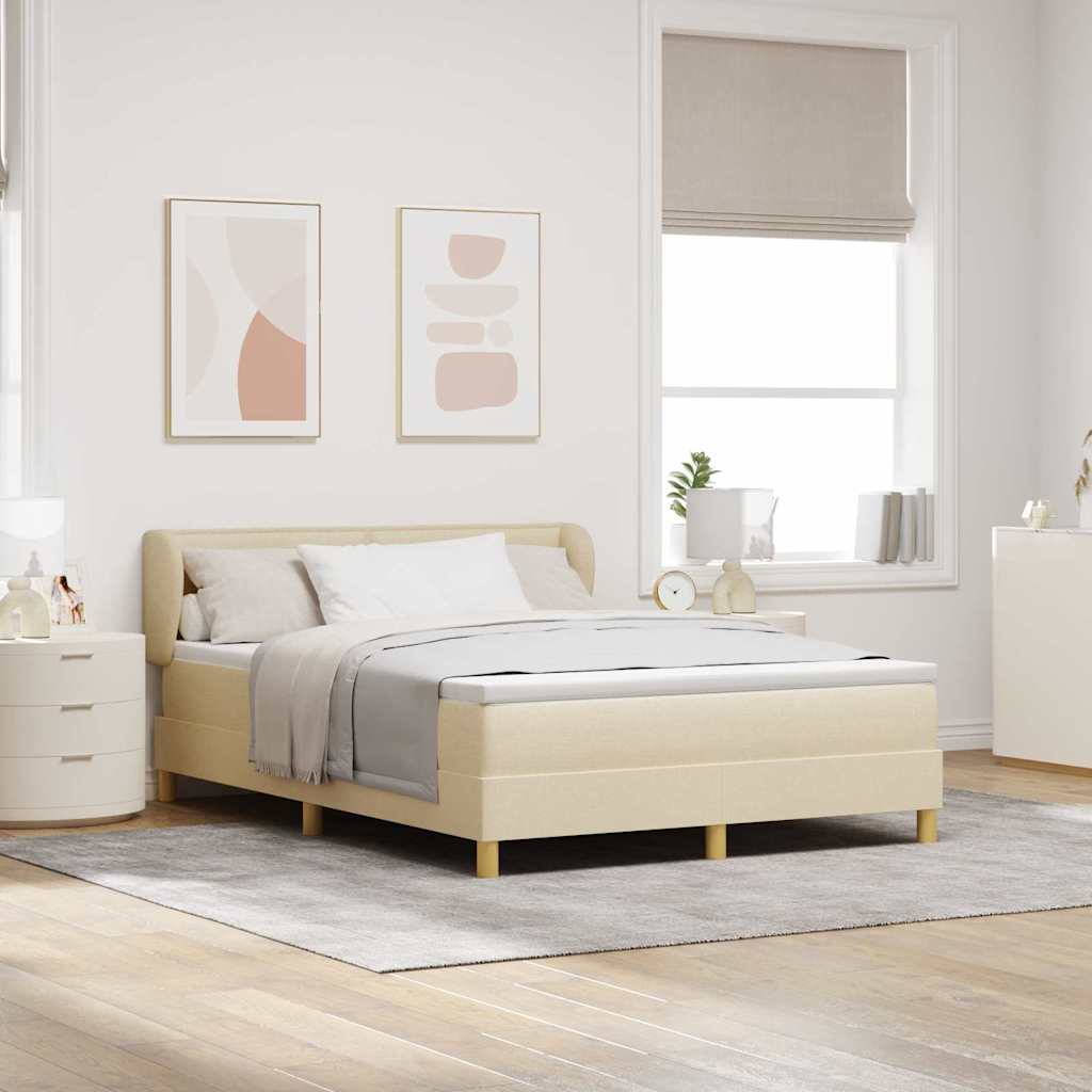Dark Grey 140 x 200 cm Fabric Box Spring Bed with Headboard