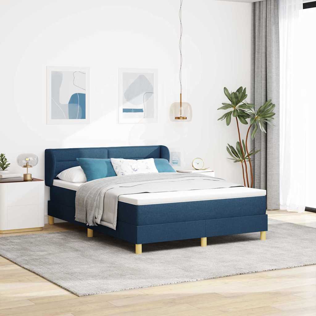 Dark Grey 140 x 200 cm Fabric Box Spring Bed with Headboard
