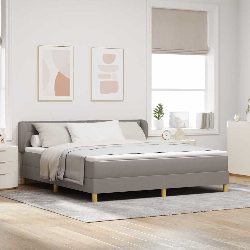 Dark Grey 140 x 200 cm Fabric Box Spring Bed with Headboard
