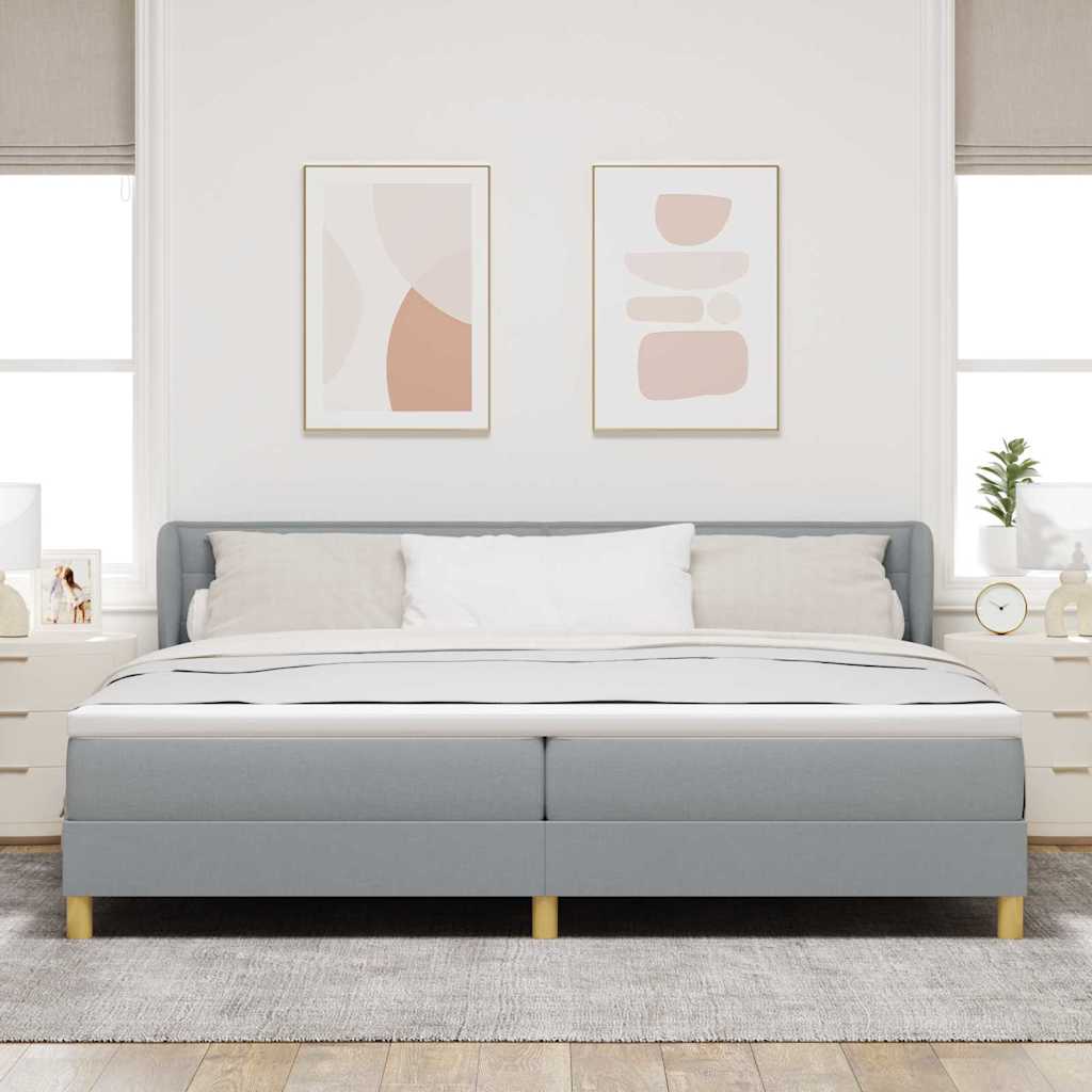 Dark Grey 140 x 200 cm Fabric Box Spring Bed with Headboard