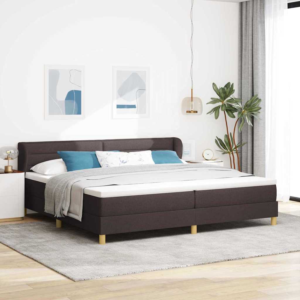 Dark Grey 140 x 200 cm Fabric Box Spring Bed with Headboard