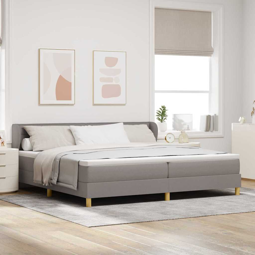 Dark Grey 140 x 200 cm Fabric Box Spring Bed with Headboard