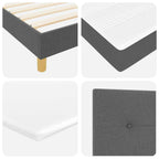 Cama tipo Box Spring con cabecera Gris oscuro 140 x 200 cm tela