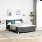Cama tipo Box Spring con cabecera Gris oscuro 140 x 200 cm tela