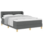 Cama tipo Box Spring con cabecera Gris oscuro 140 x 200 cm tela