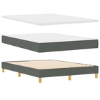 Cama tipo Box Spring con cabecera Gris oscuro 140 x 200 cm tela