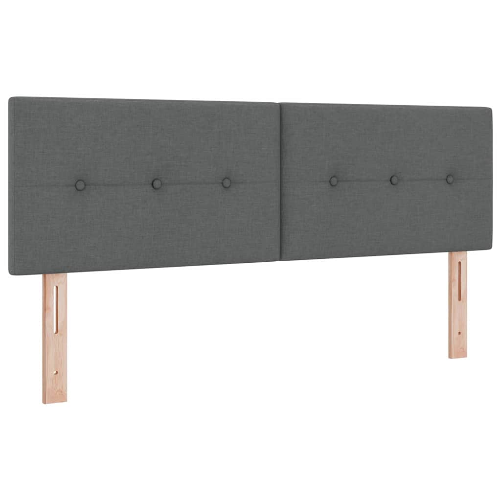 Cama tipo Box Spring con cabecera Gris oscuro 140 x 200 cm tela