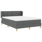 Cama tipo Box Spring con cabecera Gris oscuro 140 x 200 cm tela