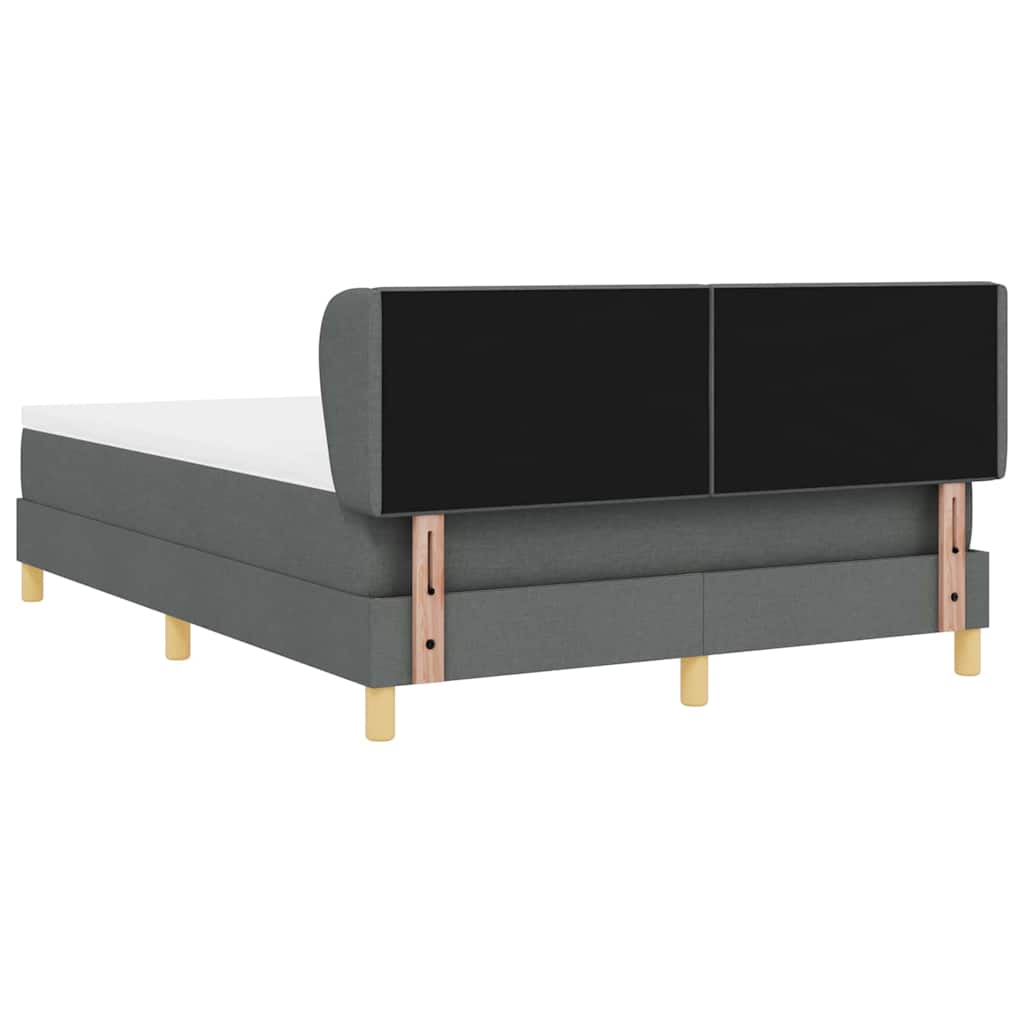 Cama tipo Box Spring con cabecera Gris oscuro 140 x 200 cm tela