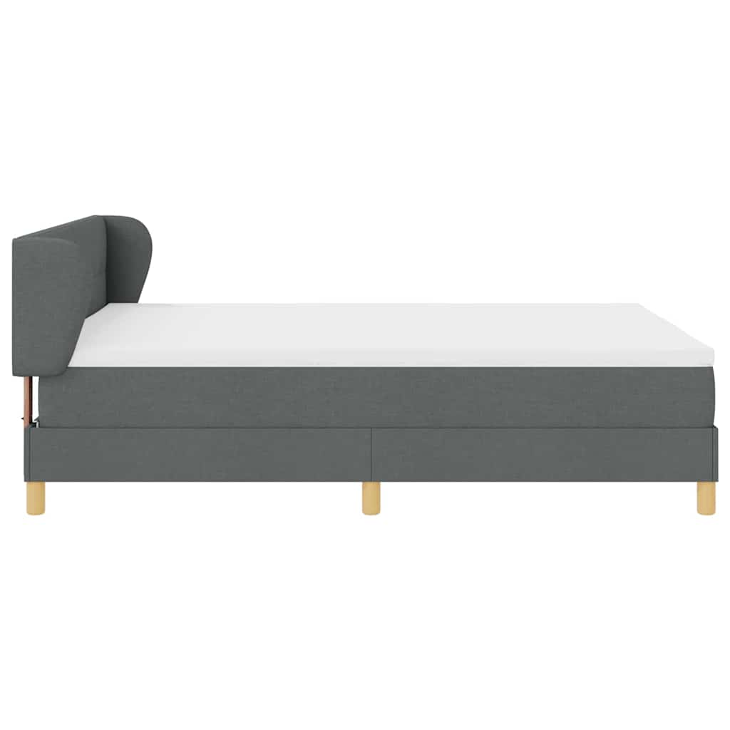Cama tipo Box Spring con cabecera Gris oscuro 140 x 200 cm tela