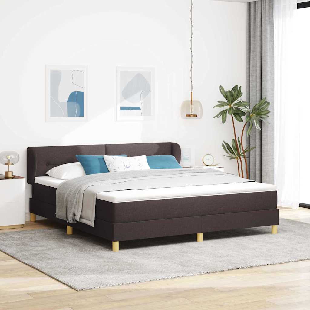 Dark Grey 140 x 200 cm Fabric Box Spring Bed with Headboard