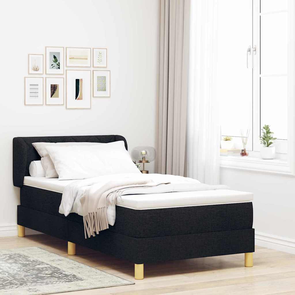 Dark Grey 140 x 200 cm Fabric Box Spring Bed with Headboard