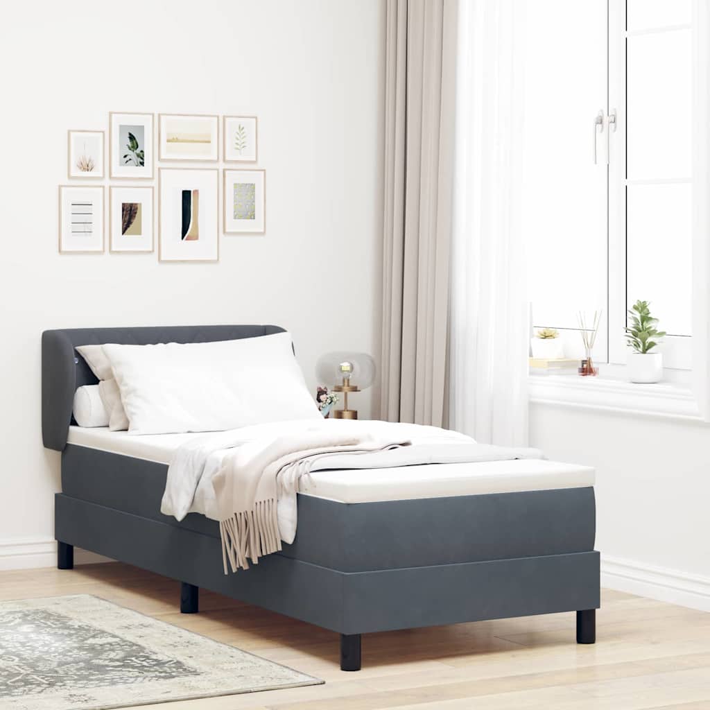 Cama tipo Box Spring Azul oscuro 100 x 200 cm Terciopelo