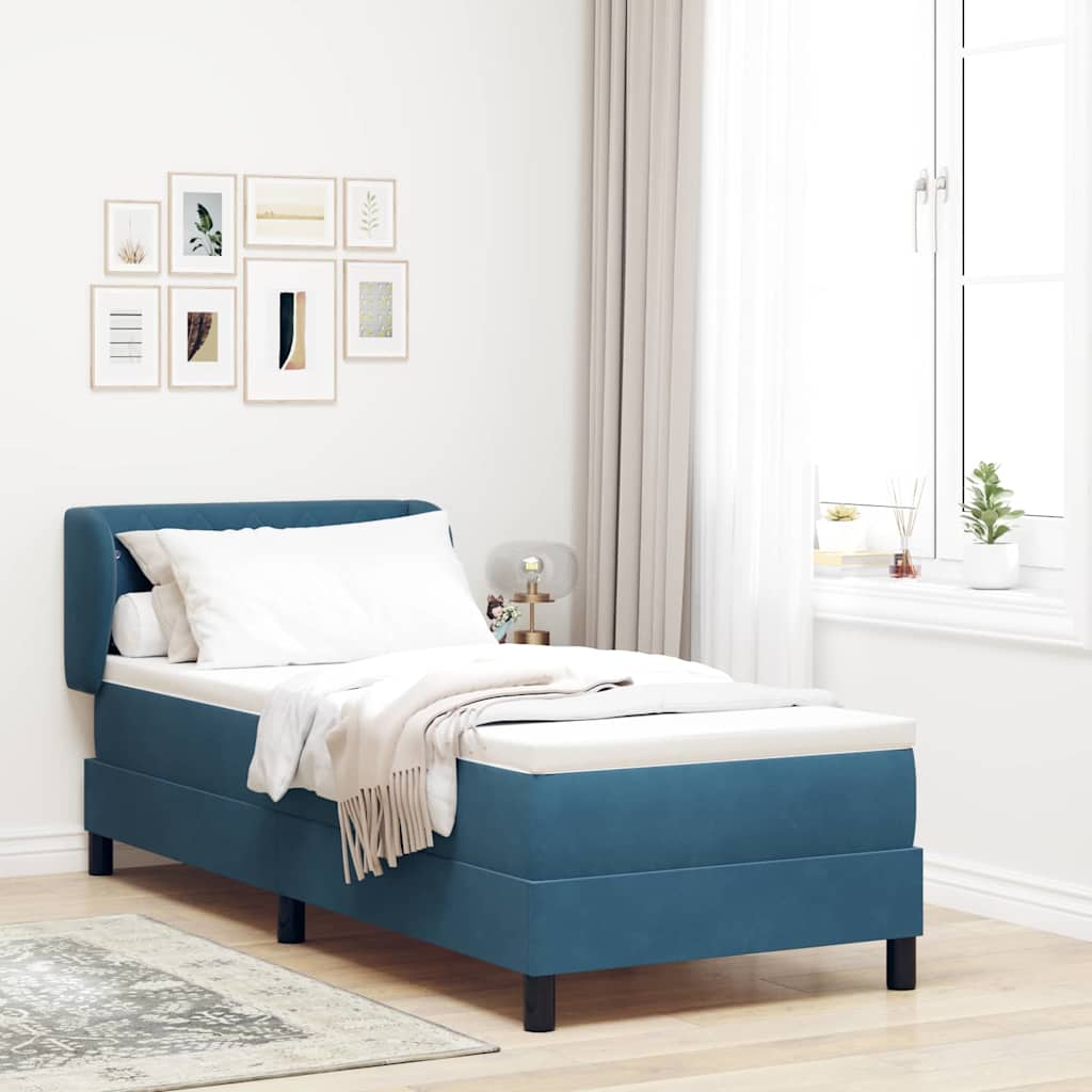 Cama tipo Box Spring Azul oscuro 100 x 200 cm Terciopelo