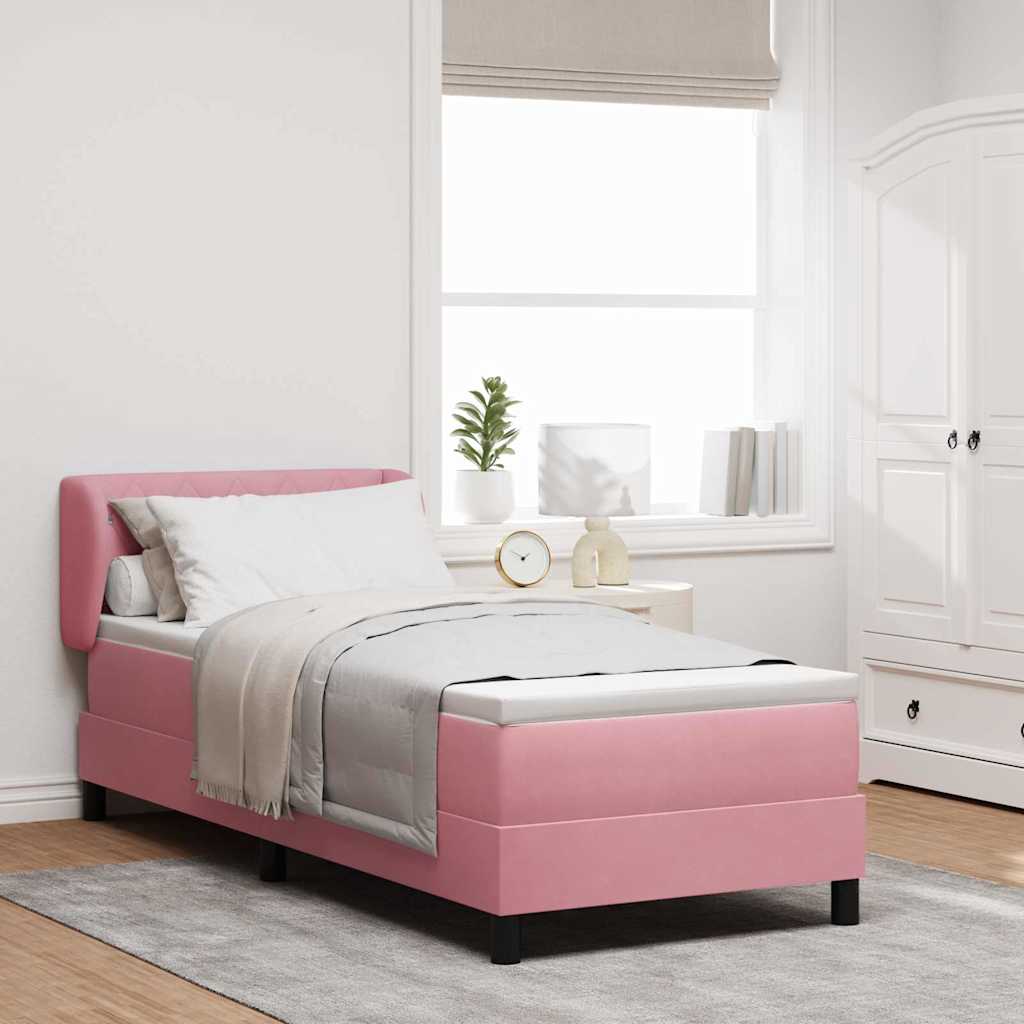 Cama tipo Box Spring Azul oscuro 100 x 200 cm Terciopelo