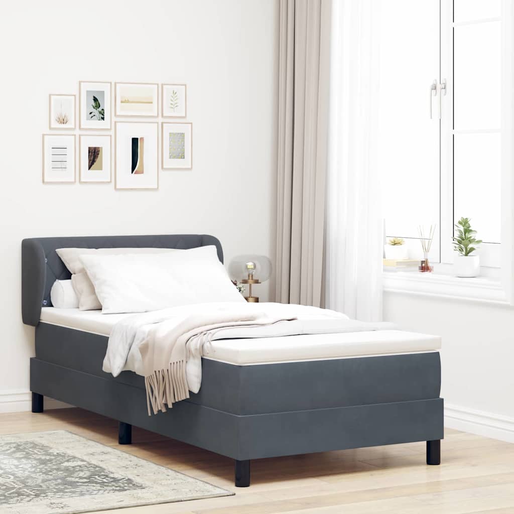 Cama tipo Box Spring Azul oscuro 100 x 200 cm Terciopelo