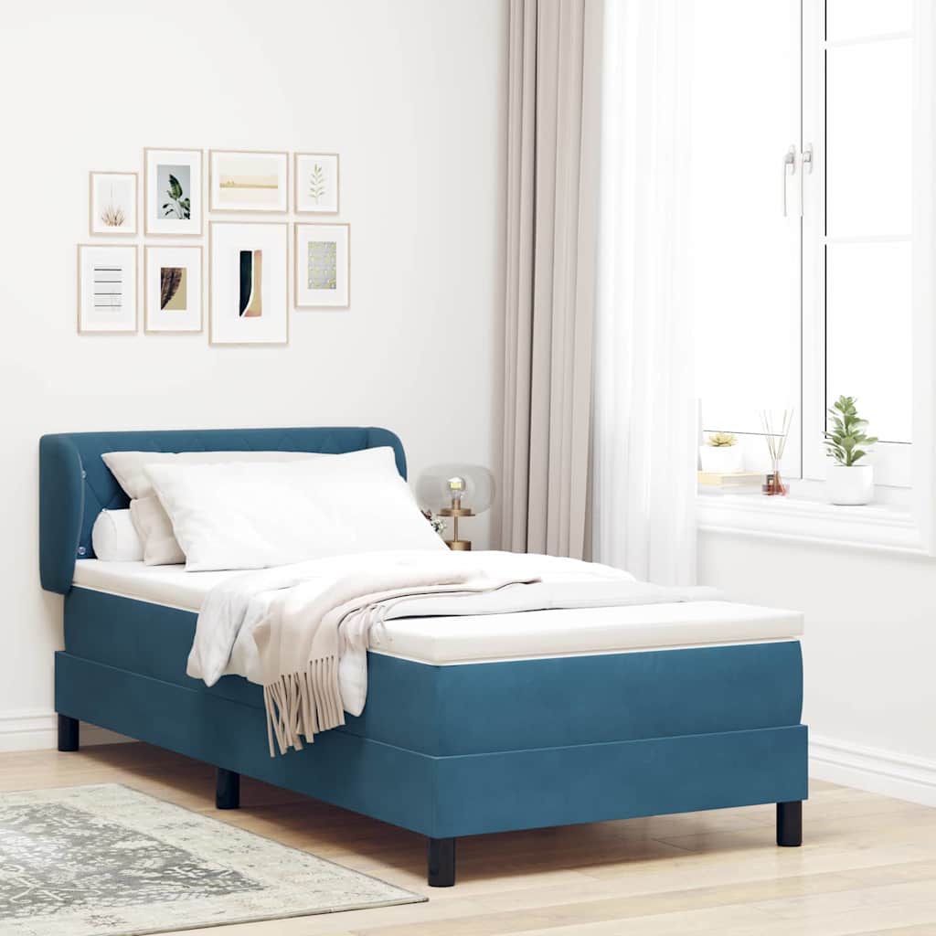 Cama tipo Box Spring Azul oscuro 100 x 200 cm Terciopelo