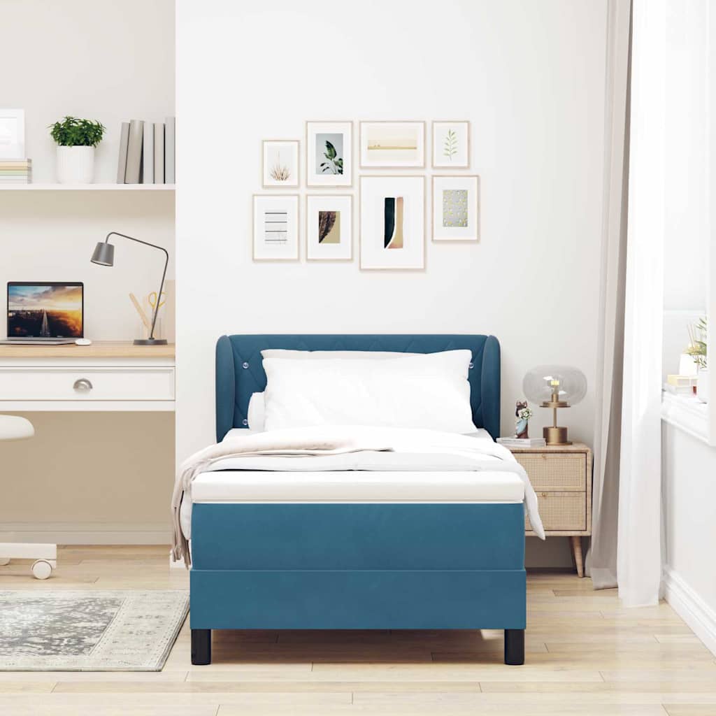 Cama tipo Box Spring Azul oscuro 100 x 200 cm Terciopelo