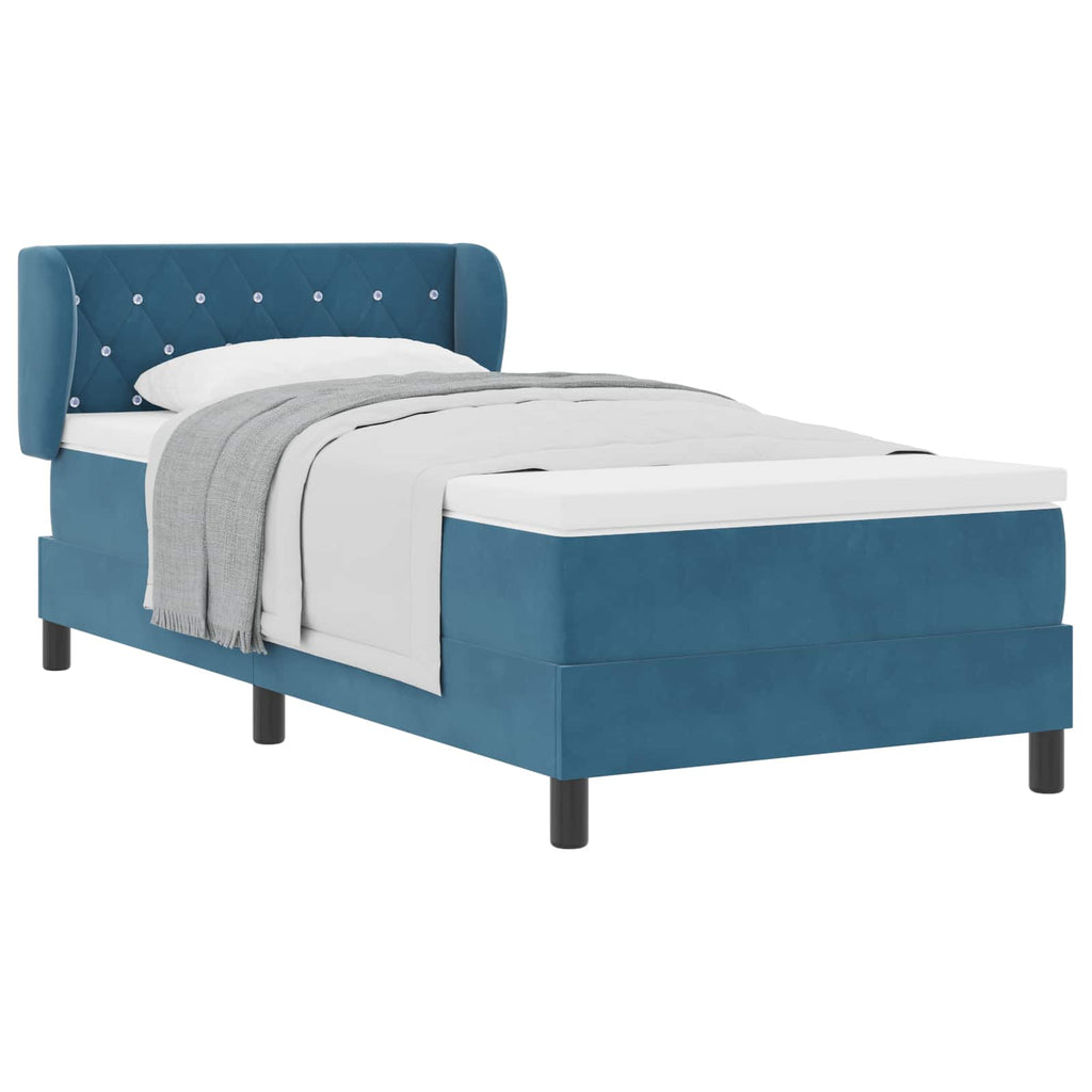 Cama tipo Box Spring Azul oscuro 100 x 200 cm Terciopelo