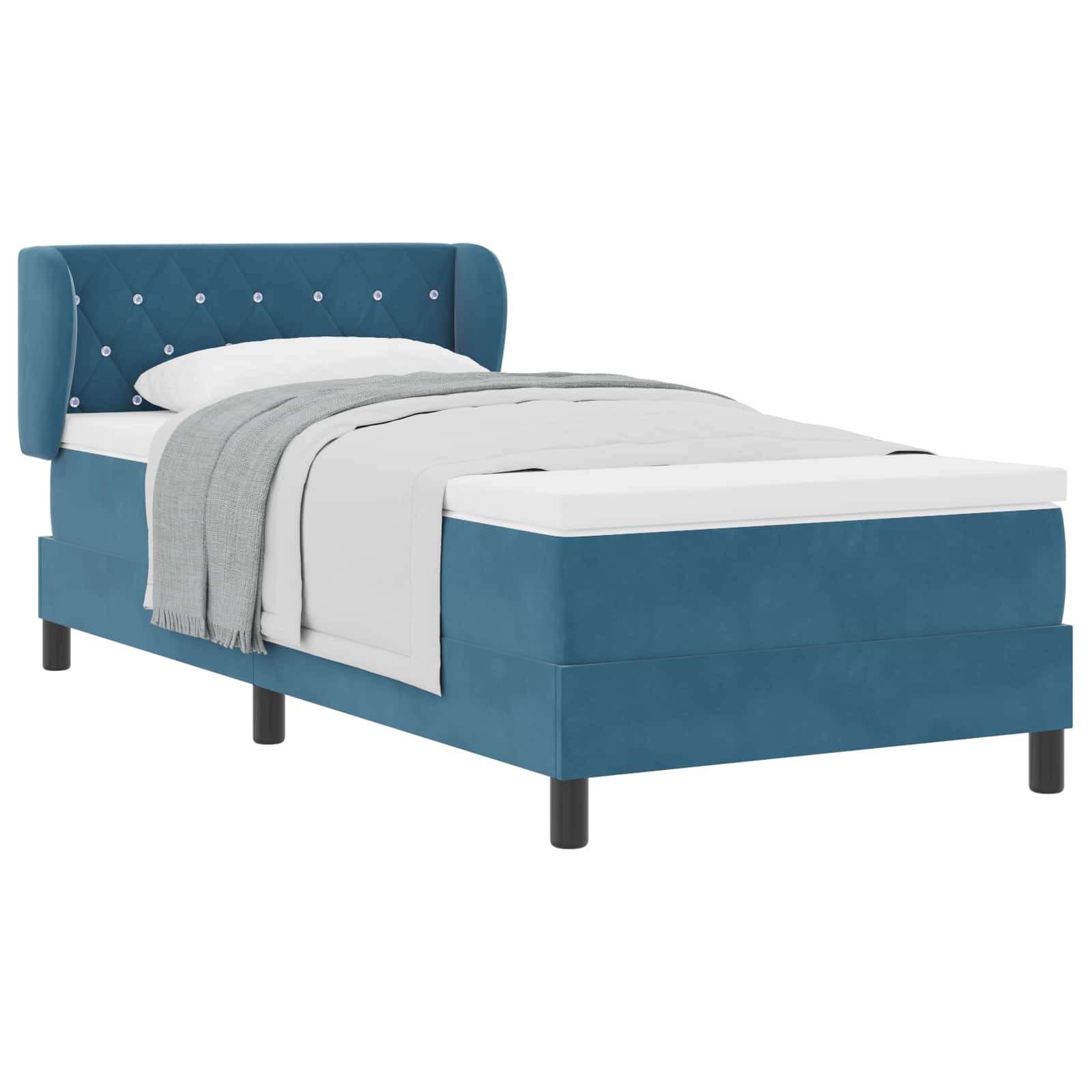 Cama tipo Box Spring Azul oscuro 100 x 200 cm Terciopelo